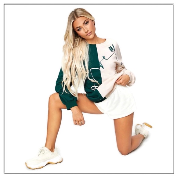 Color Block Figure abstract Graphic Oversized Sweatshirt Dress - Picture 4 of 8